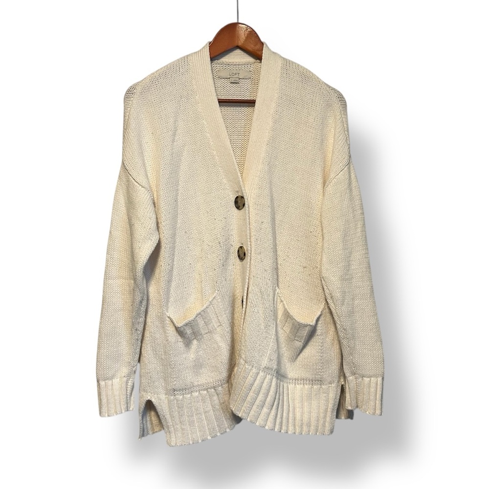 [LOFT] White Cardigan Sweater